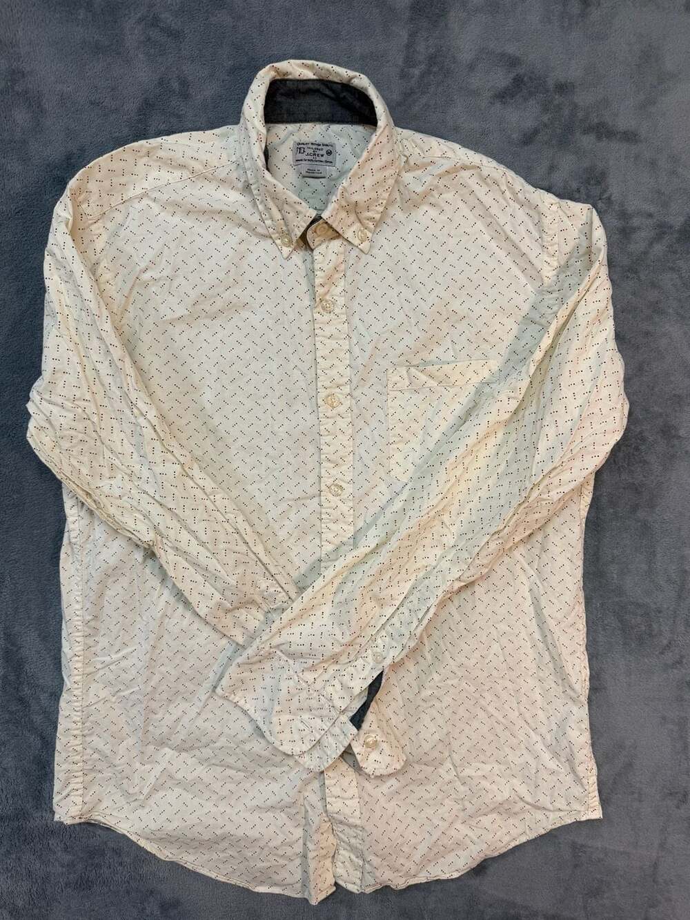 J.Crew Long Sleeve Button Down Shirt Size M Off-White Dot Pattern
